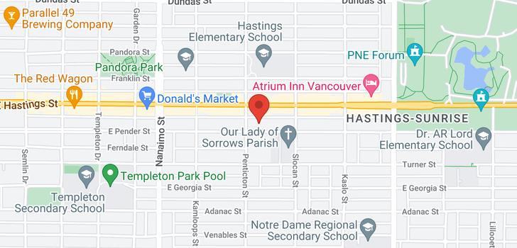 map of 2625 E PENDER STREET